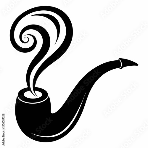 smoking pipe with swirl smoke on white background .svg