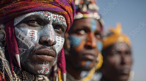 Colorful Wodaabe Man in Traditional Headdress at Gerewol Festival