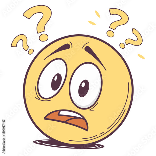Confused emoticon with tilted head, expressing puzzlement or uncertainty in a simple digital illustration.