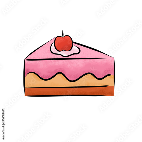 cake with cherry illustration