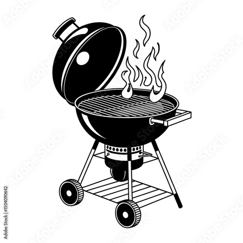 Barbeque grill coloring page line art 