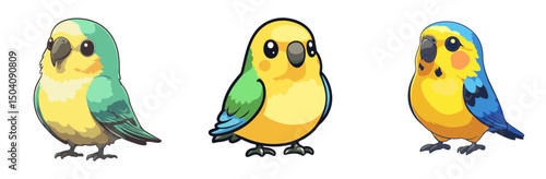 Colorful cartoon birds in a cheerful 2D vector style representing friendship and diversity in avian characters