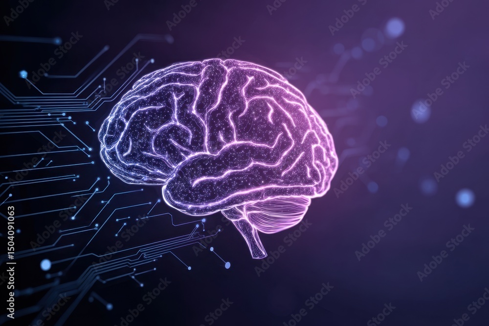 Abstract Digital Brain with Circuit Board Background AI, Neuroscience, and Technology Concept Abstract Digital Brain with Circuit Board Background AI, Neuroscience, and Technology Concept