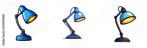 Colorful cartoon lamps in various positions showcasing versatile lighting designs and styles