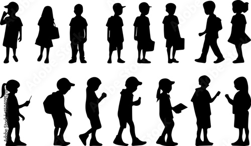 silhouettes of kids walking