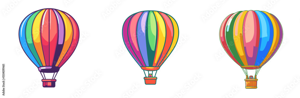 Naklejka premium Colorful hot air balloons soaring in a bright sky during a serene sunrise