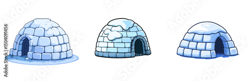 Charming cartoon igloos set against a bright background showcasing winter-themed creativity and design