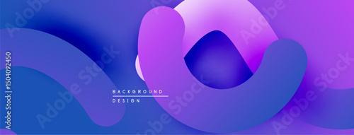 Abstract fluid shapes, vibrant purple hues blend smoothly. Modern design evokes movement, depth, visual interest. Background suggests creativity, innovation.