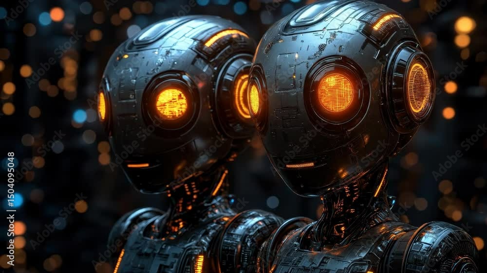 Futuristic robots close up Futuristic robots close up