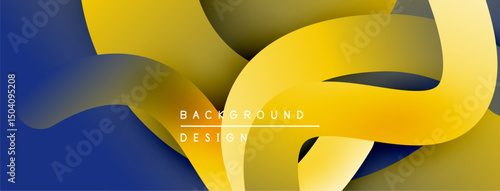 Abstract fluid shapes, yellow plus blue hues. Modern design, smooth gradients create dynamic composition. Minimalist aesthetic.