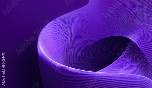 Abstract Purple Wave Form Dynamic 3D Render of a Curving, Textured Surface with Subtle Lighting Effects
