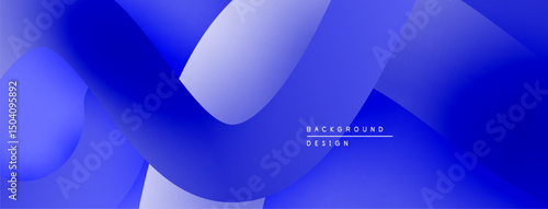Abstract blue shapes overlap creating dynamic gradient background. Smooth curves suggest movement, modern design aesthetic.
