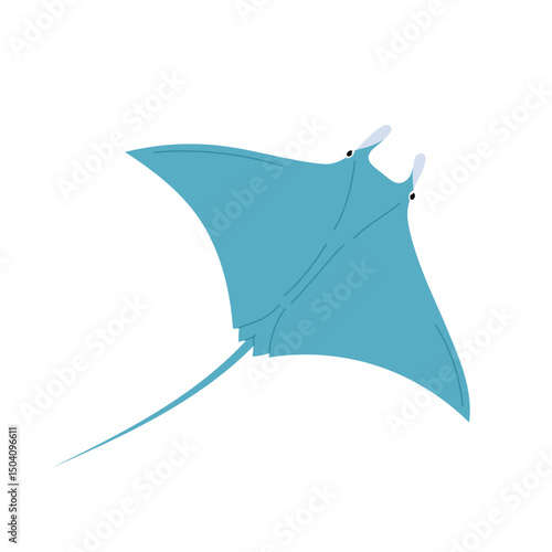 Stingray fish isolated on white background. Ocean stingray. Marine or oceanic animal in flat style.