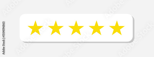 Five stars rate icon. 5 stars customer product rating review flat icon. Customer review with five yellow stars. Service satisfaction, quality, good rate vector illustration