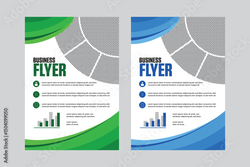 Corporate business flyer template design set with blue and Green colors. marketing, business proposal, promotion, advertising, publication, cover page. new digital marketing flyer set