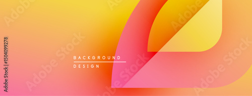 Abstract gradient background. Orange, yellow, pink hues blend smoothly. Minimalist design features curved shapes, text reads background design.