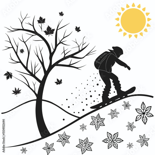 Skiing and Snowboarding Thin Line Icons - Editable Stroke