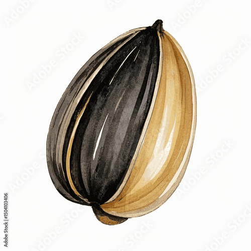 Golden Harvest: Seed & Wash sunflower seed isolated watercolor vector illustration svg
