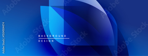 Abstract blue background. Overlapping shapes create dynamic visual effect. Modern design suitable for banners, presentations.