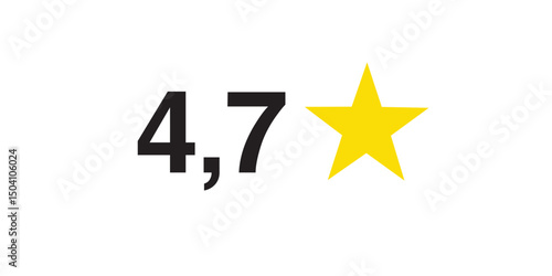 Five stars rate icon. 4,7 stars customer product rating review flat icon. Customer review with five yellow stars. Service satisfaction, quality, good rate vector illustration