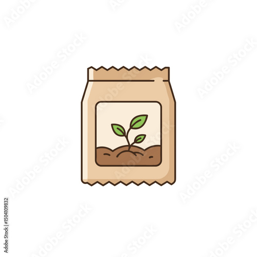 Seed packet icon with sprouting plant illustration  