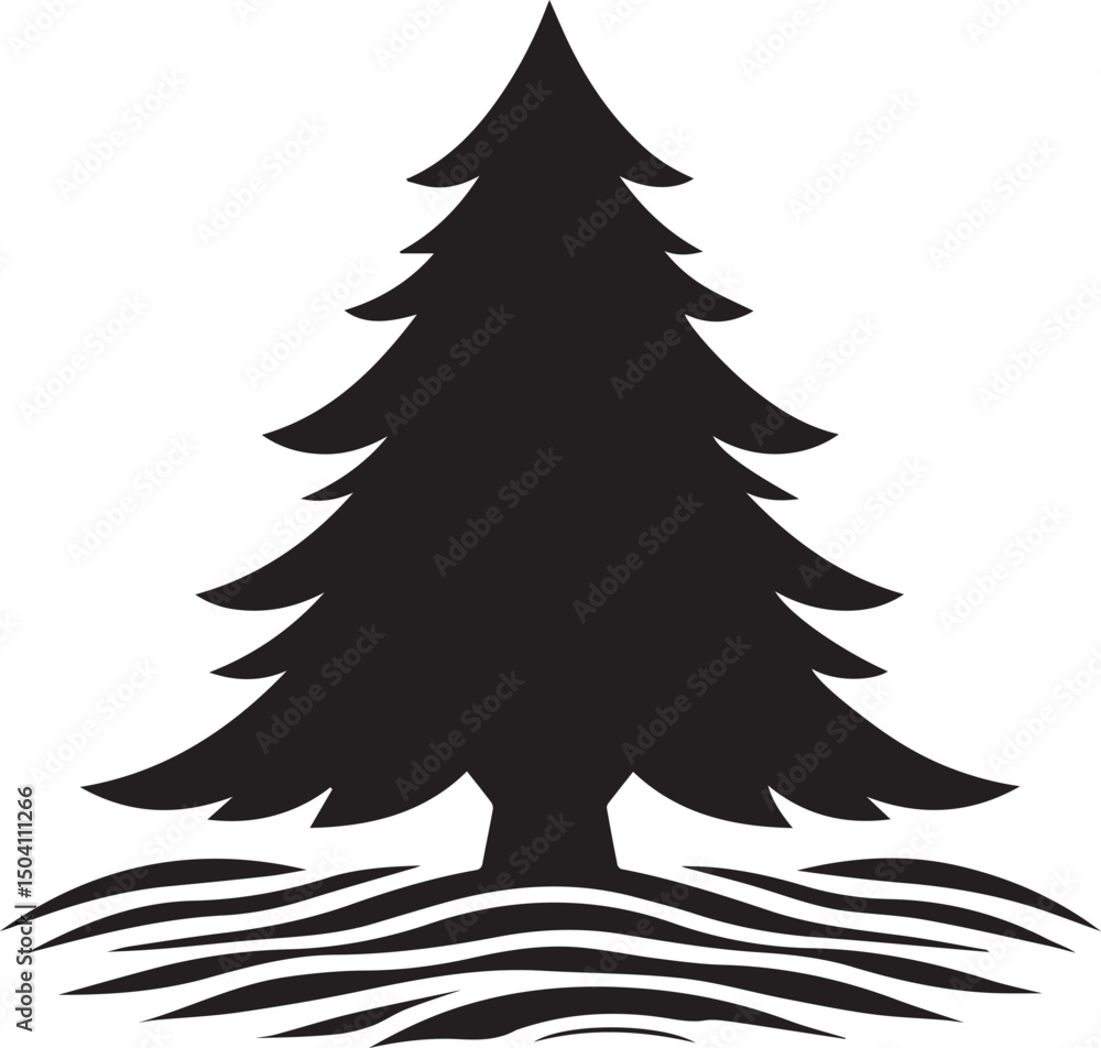 Obraz premium Christmas tree silhouette icon vector art illustration