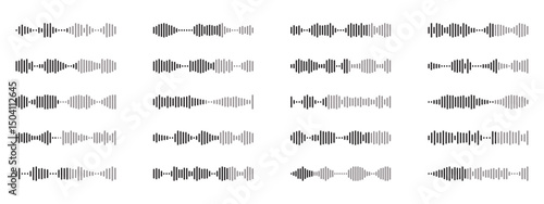 Set of sound wave icon. Waveform pattern for music player, podcasts, mobile voice message, streaming.