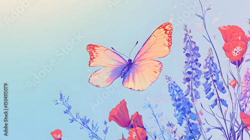 butterfly, insect, nature, flower, beauty, wing, spring, fly, summer, colorful, animal, vector, illustration, flying, orange, black, macro, wings, bright, yellow, floral, design, pink, collection, col