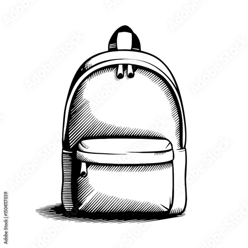Detailed backpack illustration, monochrome, for websites and blogs