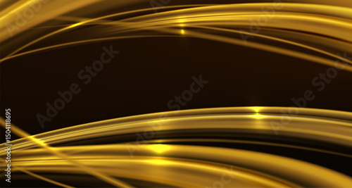 Exquisite golden wavy, chaotic background with bright shine.