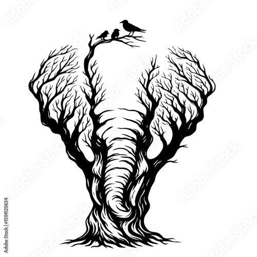 Elephant Wall Art Vector SVG Clipart illustration