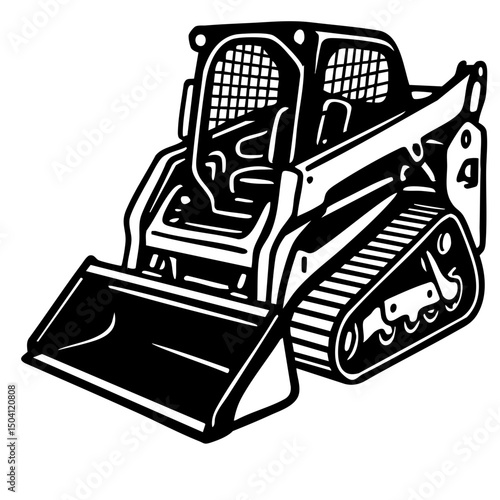 Skid Steer Vector SVG Clipart illustration