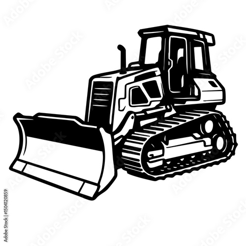 Mini Bulldozer Excavator Vector SVG Clipart illustration