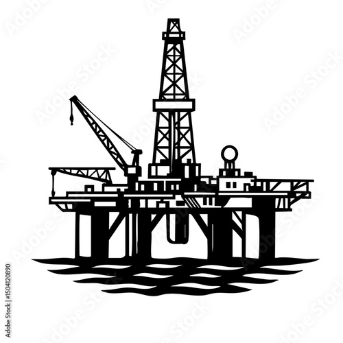 Oil Derrick Rig Vector SVG Clipart illustration