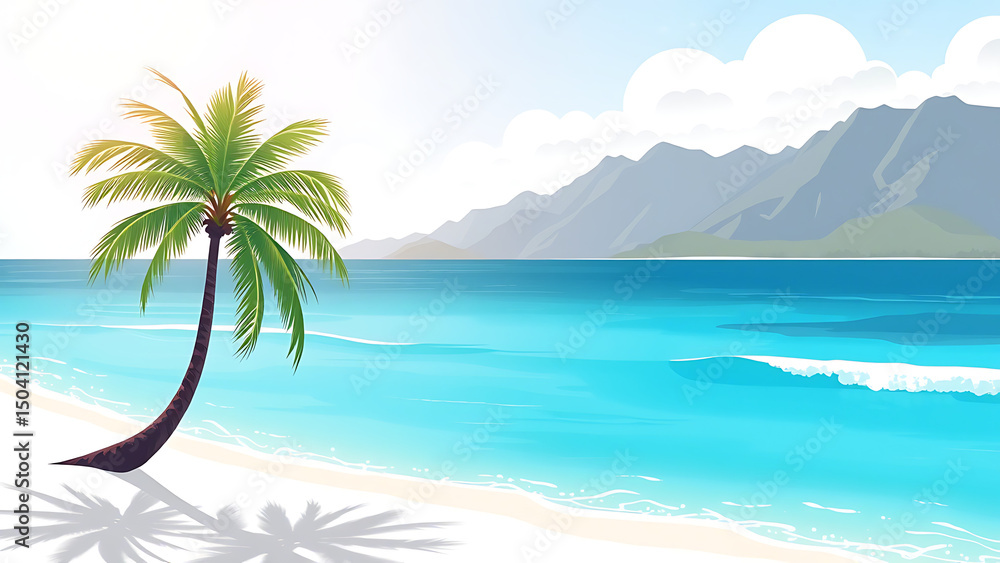 Fototapeta premium tropical beach with palm trees