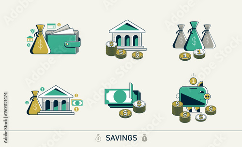 Savings vector detailed ico...