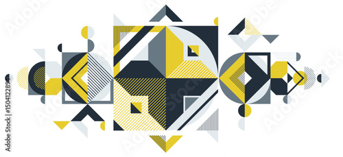 Abstract geometric vector background, artistic wallpaper composition, abstraction art in style of Bauhaus, modern style design.