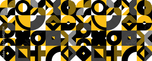 Seamless vector abstract background in yellow color, geometric seamless pattern, tiling endless wallpaper with geometrical shapes structure.