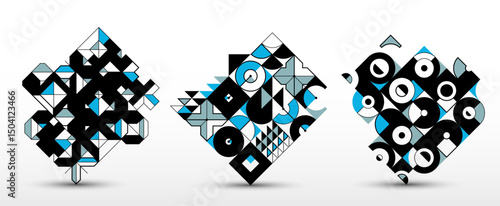 Abstract geometric vector background set, graphic design modern style composition, wallpaper art pattern, mosaic geometrical abstraction collection.
