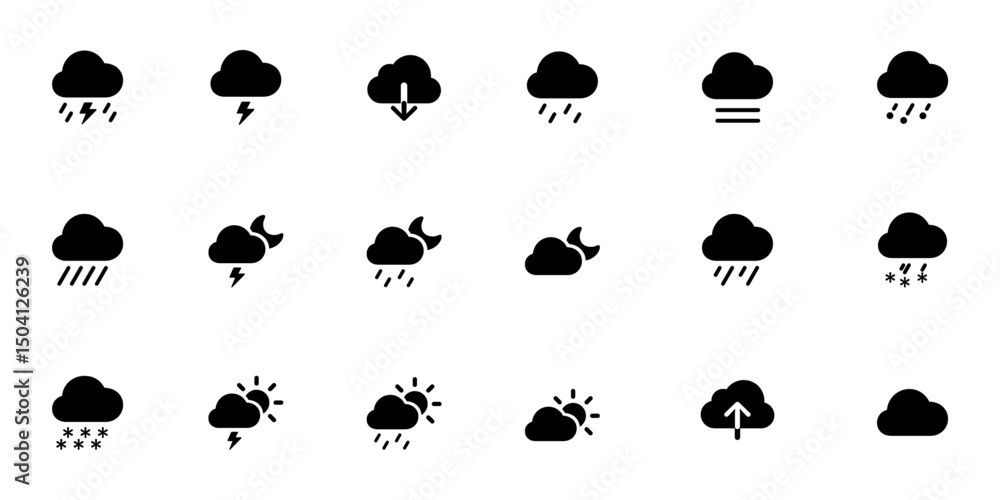 Fototapeta premium icon set of weather's in filled line or in black colors