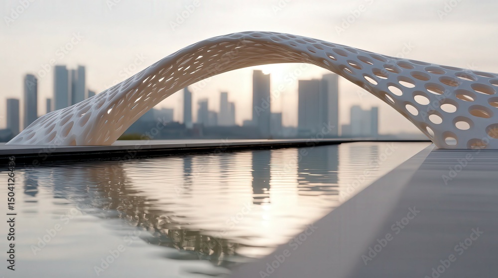 Obraz premium 3D Printed Structure Blending Beautifully with Urban Landscape