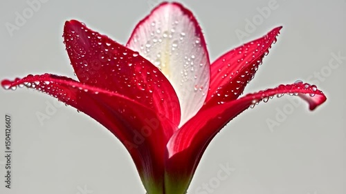 Close-up of a vibrant red flower with water droplets