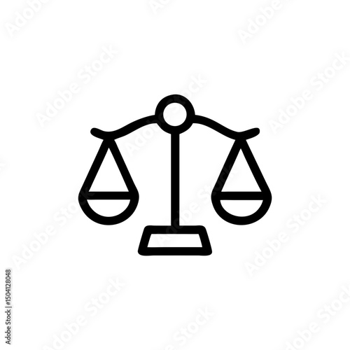 ai ethics scale, Simple line drawing of justice scales on a white background  
