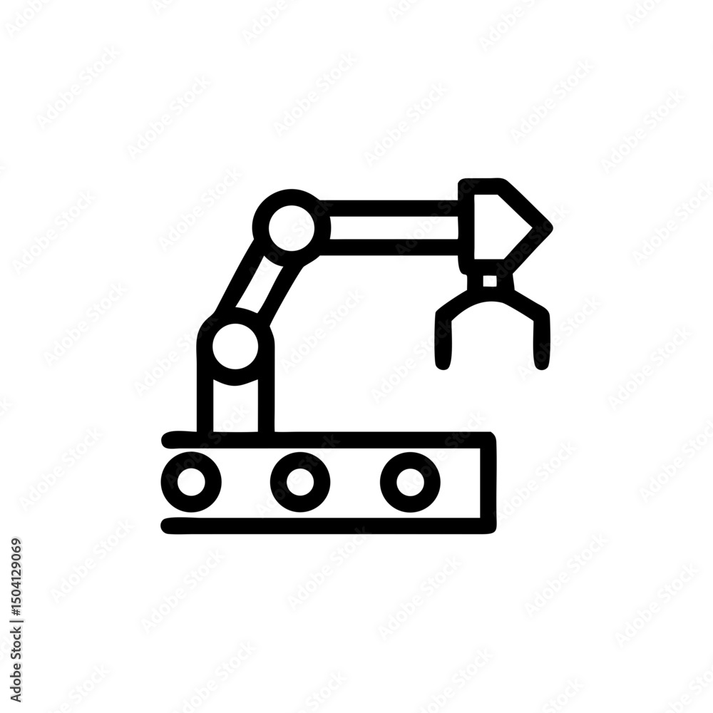 Industrial robotic arm with gripper on assembly line conveyor Industrial robotic arm with gripper on assembly line conveyor