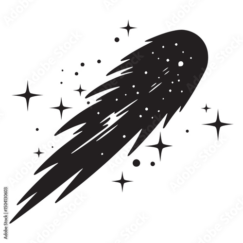 Comet black silhouette of simple minimal vector