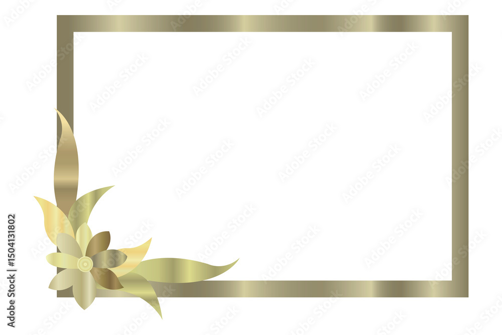Fototapeta premium golden frame with leaves