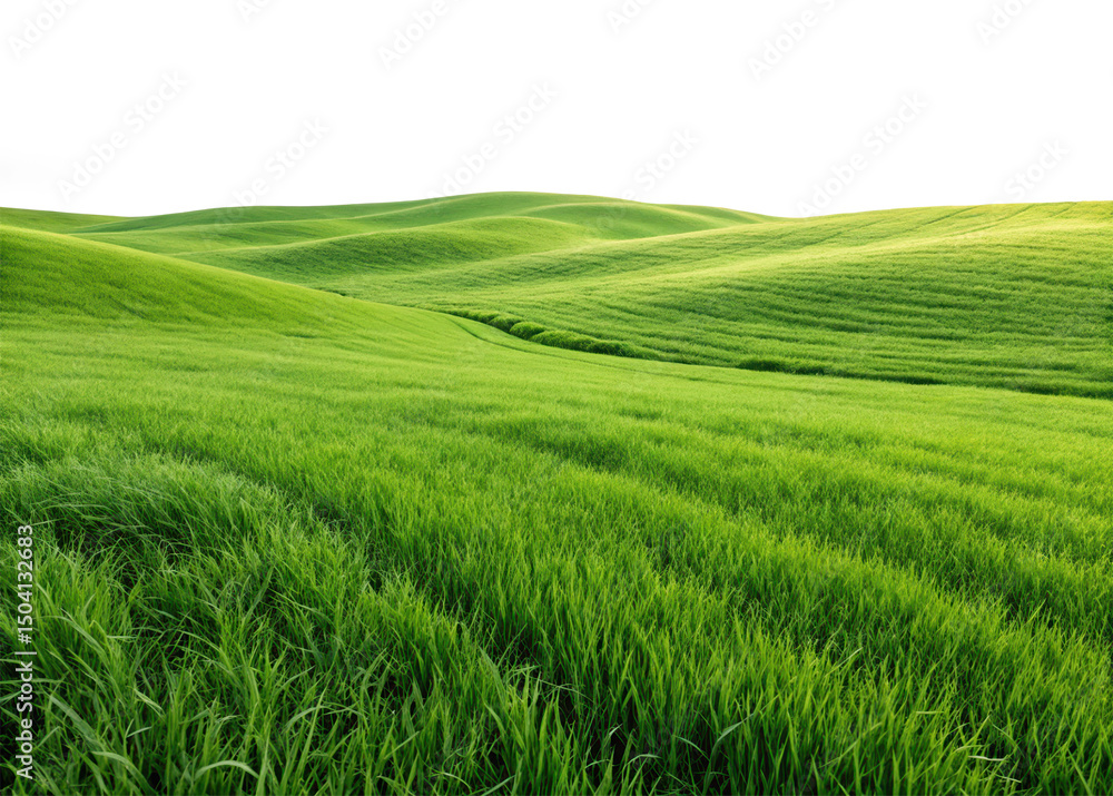 Obraz premium Green grass field landscape photography scenic hills meadows pasture summer nature wallpaper scenic view isolated on transparent background