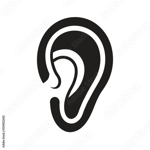 ear icon vector silhouette isolated in white background