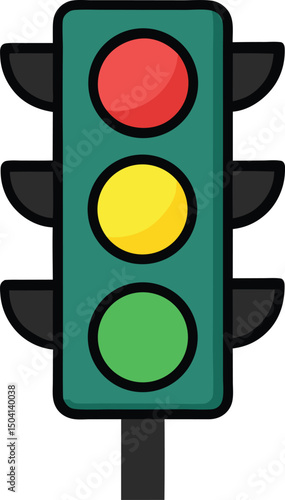 Cartoon illustration of a traffic light showing green light