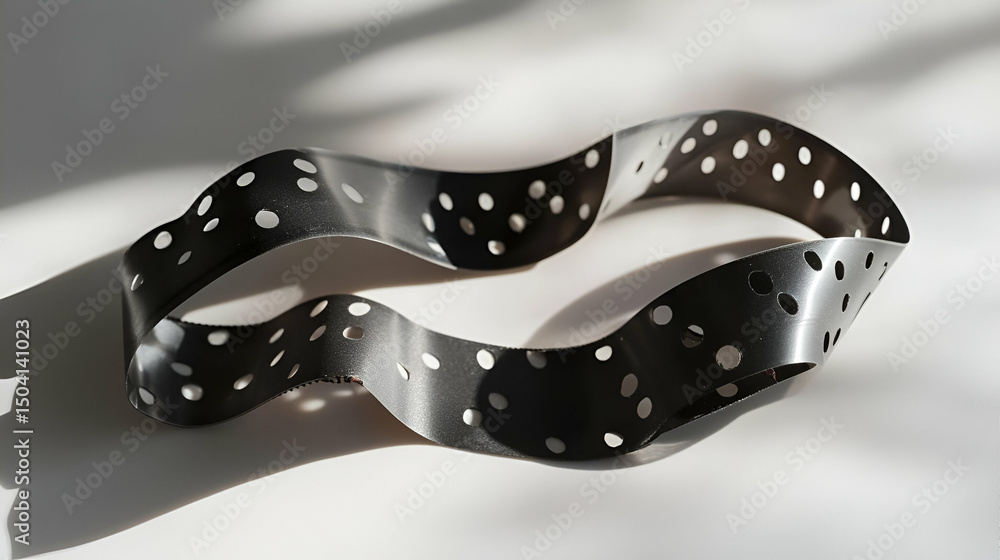 Obraz premium Abstract Metal Sculpture with Perforated Wave Pattern